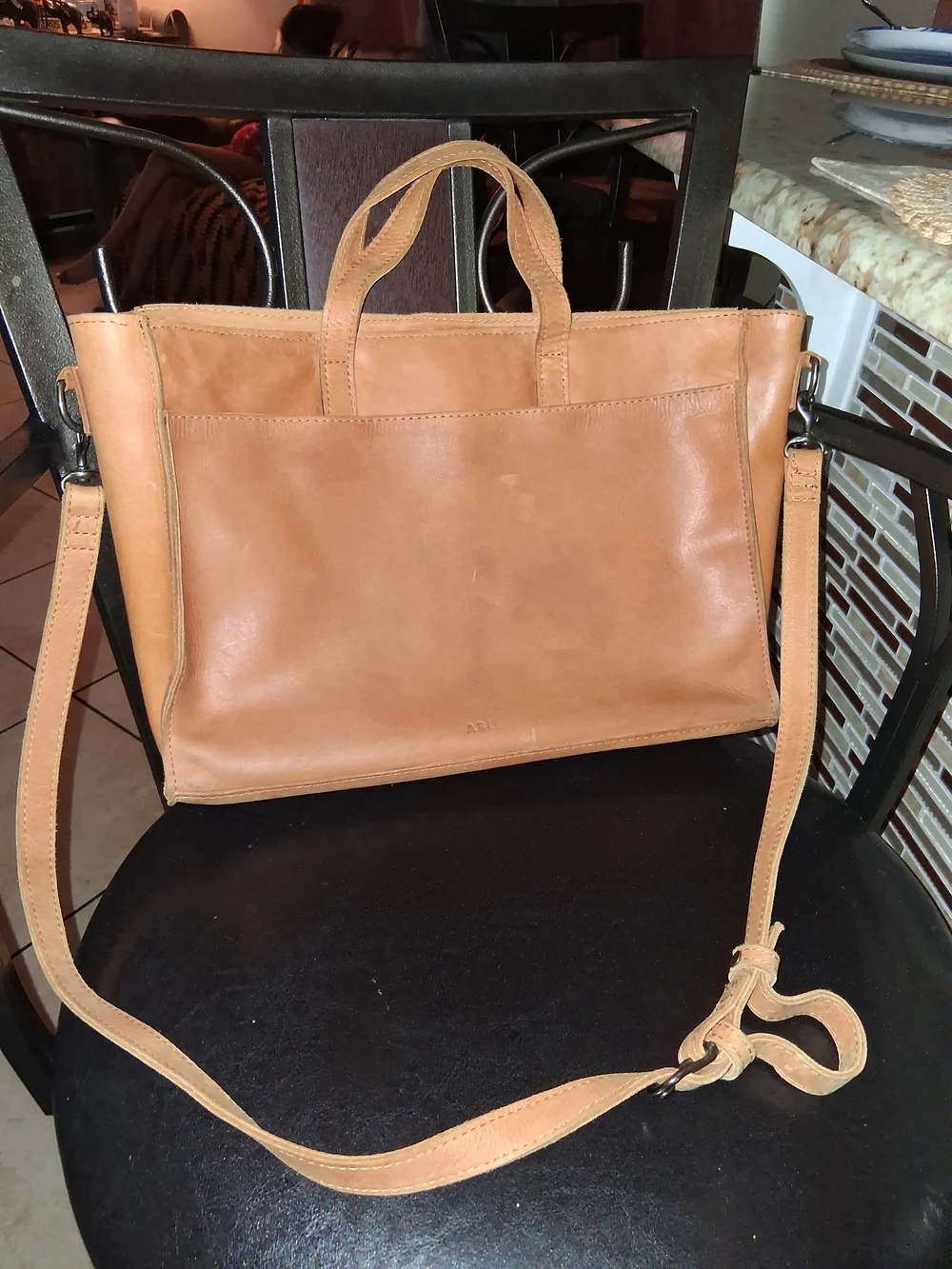 Able Handcrafted Leather Bag  with Leather Logo Patch